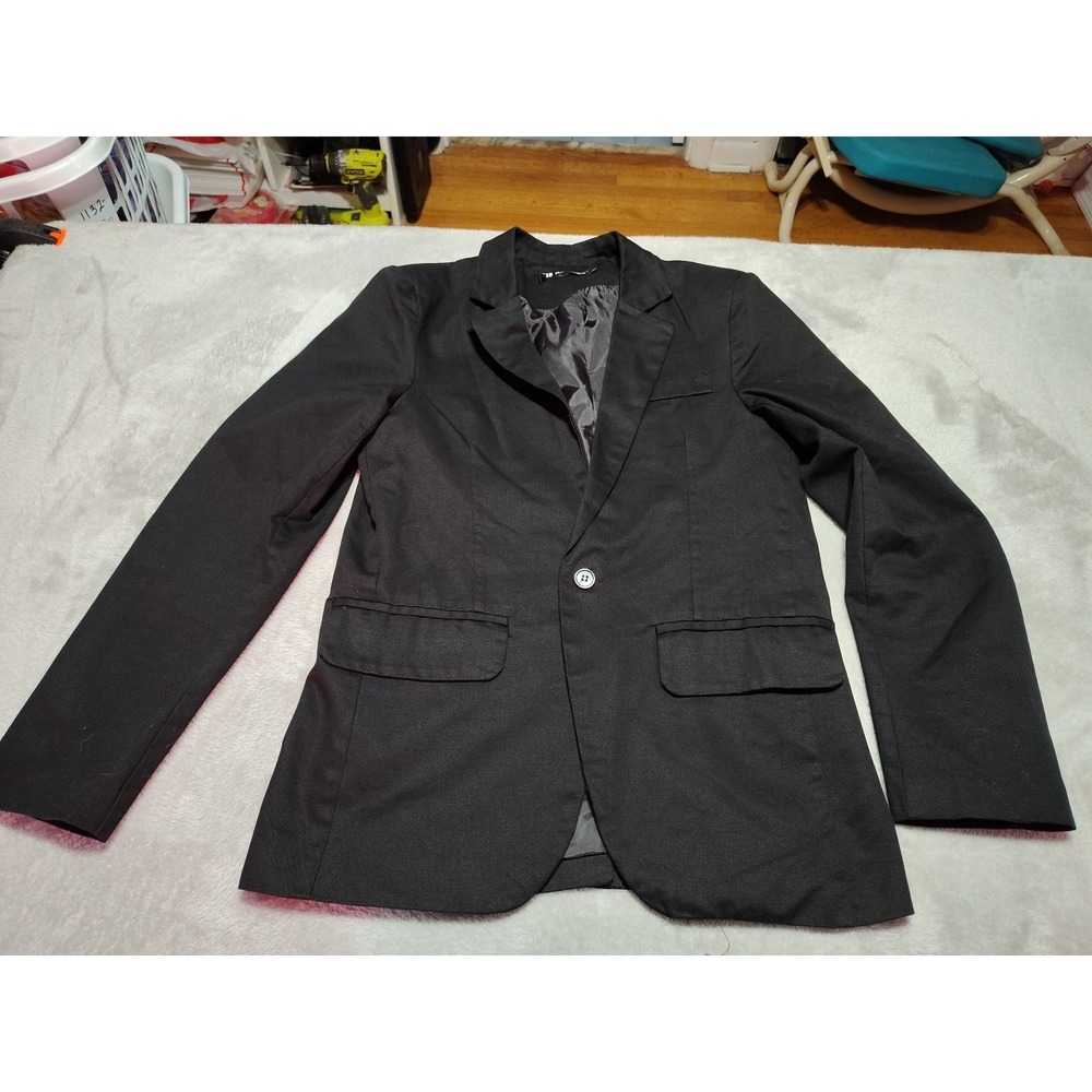 Allegra K Blazer Jacket Ladies 34‎ Black Lined Pockets Classic Work Office Lapel